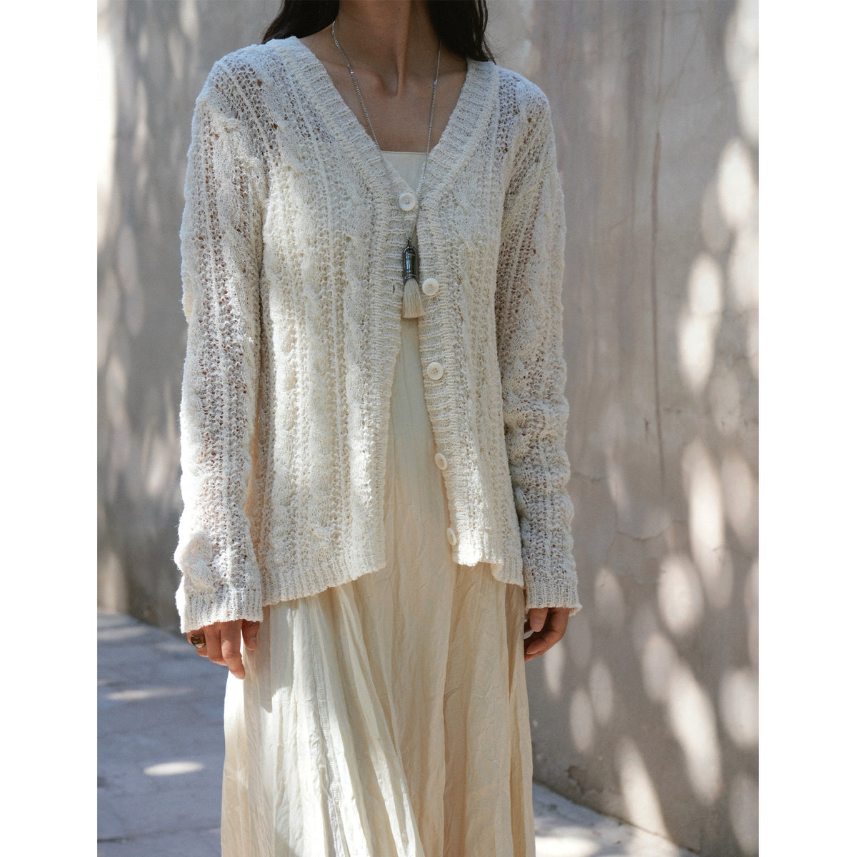 Hollow Relaxed Woven Cardigan