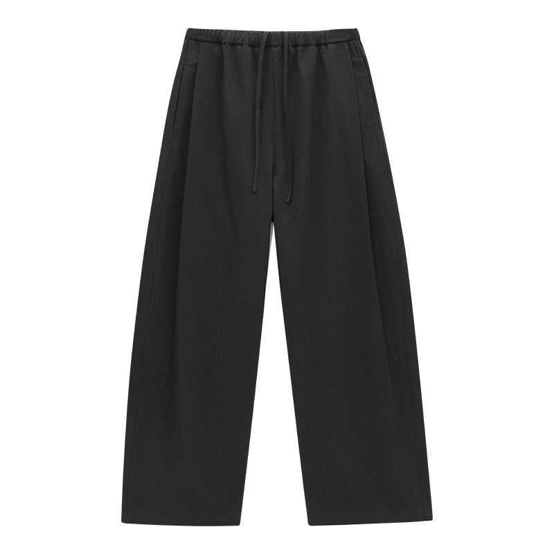 Elastic Waist Drawstring Curved Casual Pants