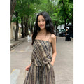 Seaside Vacation Style Backless Tie-Up Strap Top