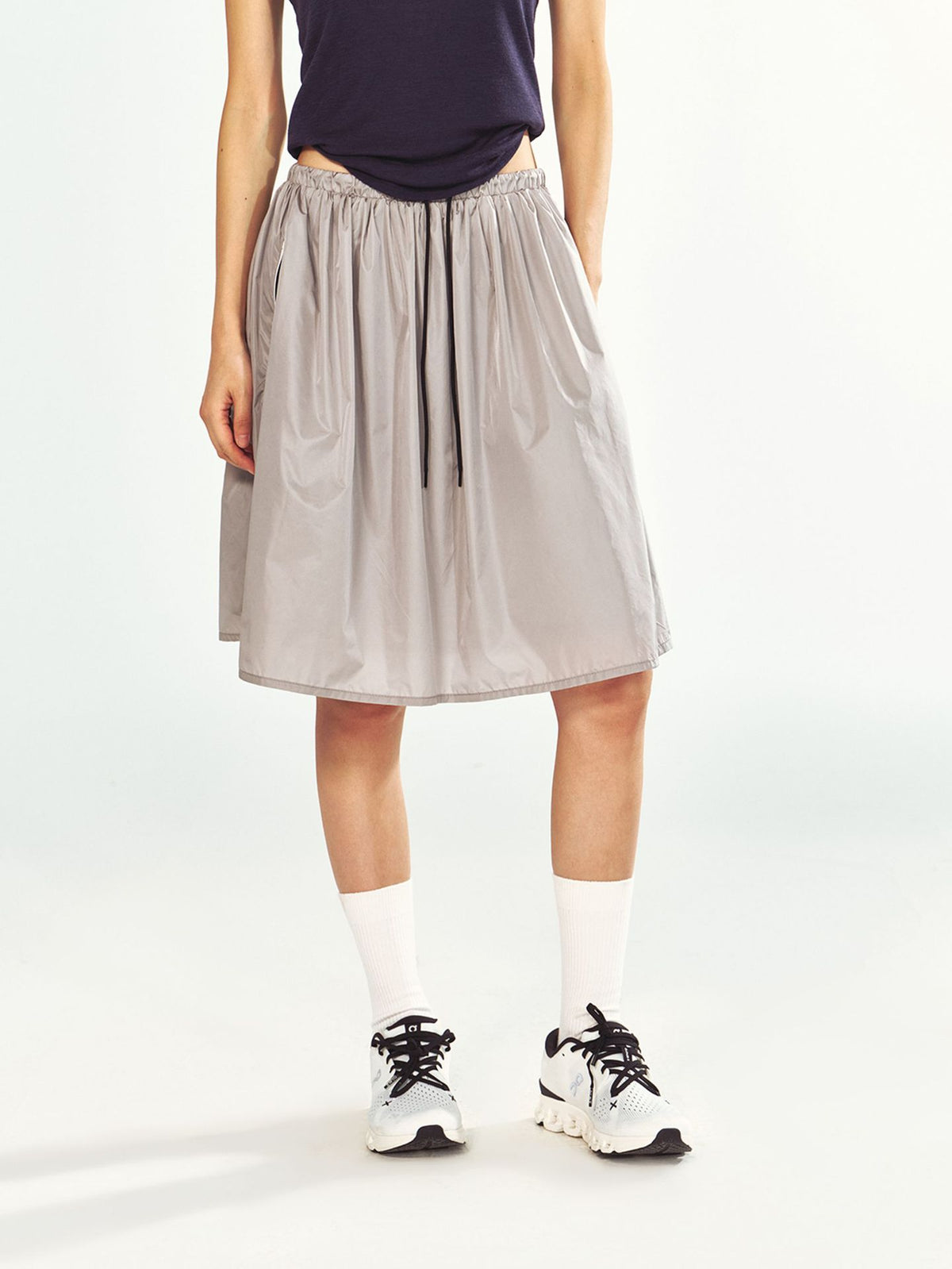 Stylish Sporty Drawstring Waist Sports Midi Skirt
