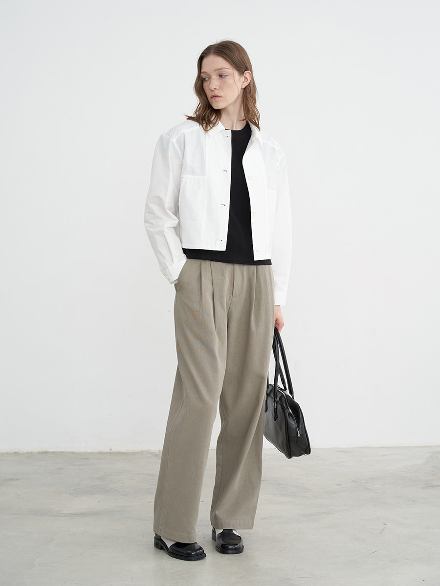 High-Waist Straight-Leg Dress Pants with Belt