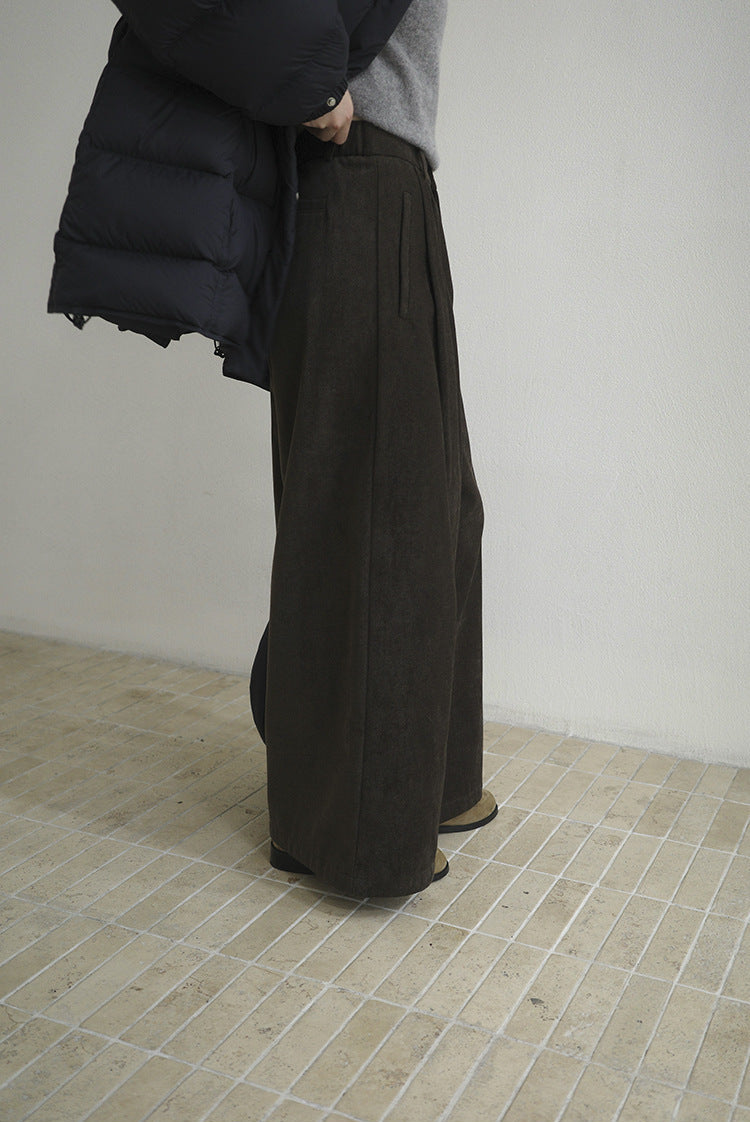 High-Waist Casual Pleated Wide-Leg Pants