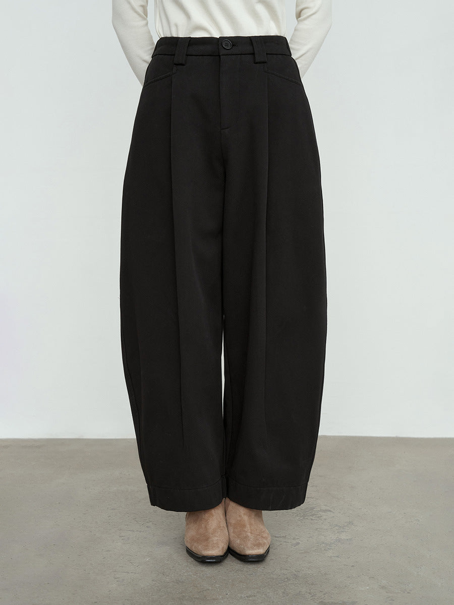 Tailored Wide-Leg Pleated Trousers