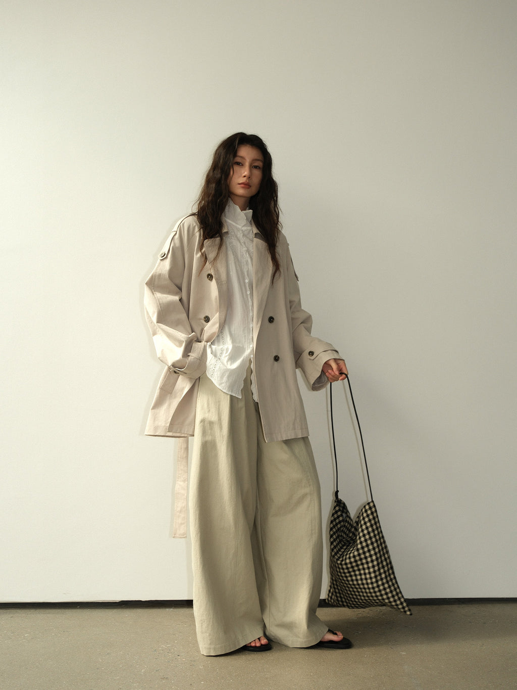 Double-Breasted Lapel Mid-Length Trench Coat