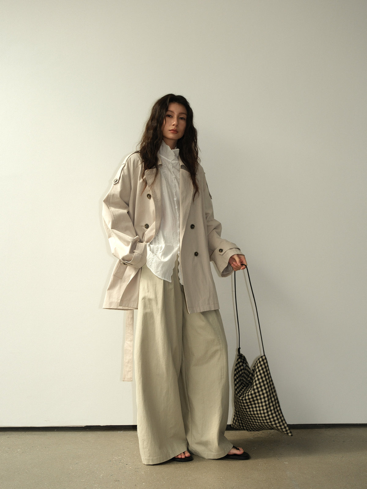 Double-Breasted Lapel Mid-Length Trench Coat