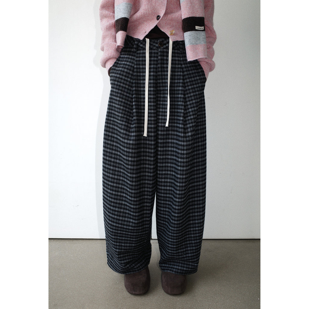 Baggy Plaid Casual Wide-Leg Pants