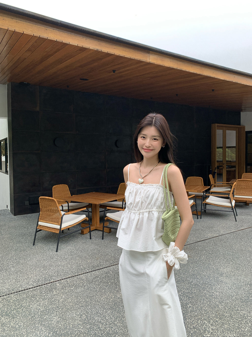 Drawstring Waist Sleeveless Camisole Ruffle Top