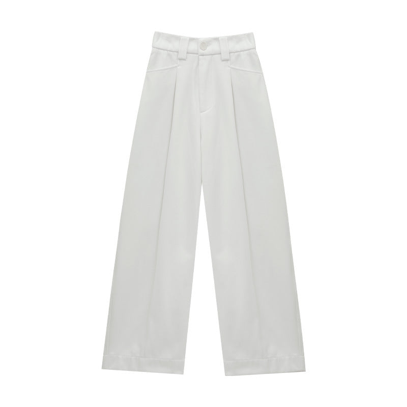 Tailored Wide-Leg Pleated Trousers