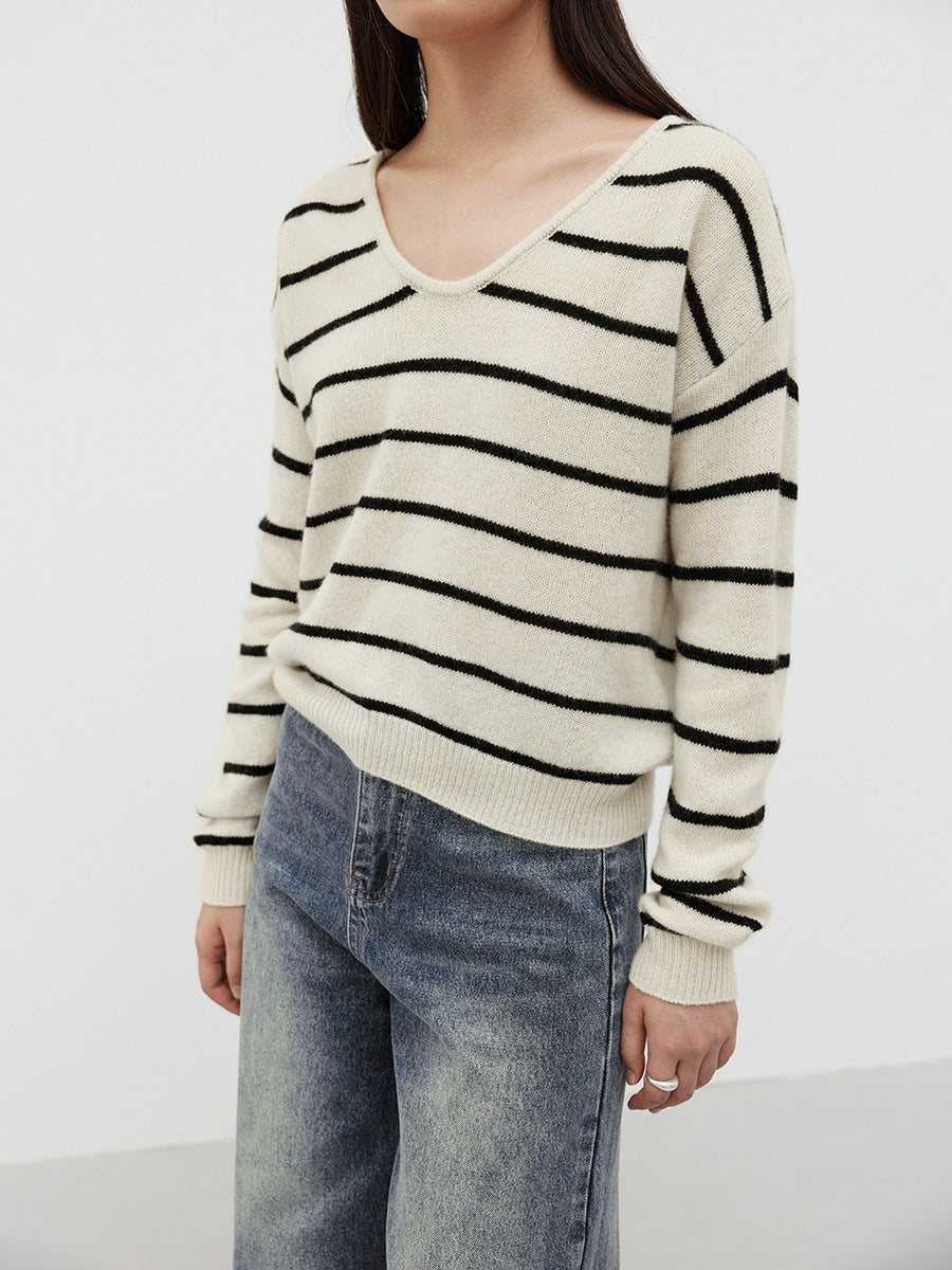 Striped Minimalist Wool Pullover Sweater