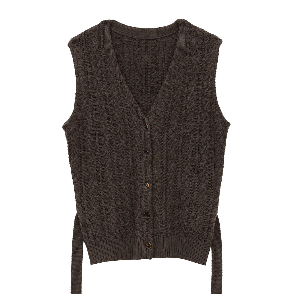 Merard Twisted V-Neck Knit Sleeveless Sweater Vest