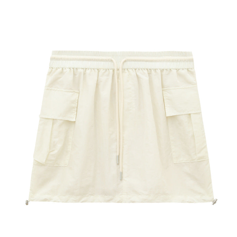 Drawstring Nylon Short Skirt