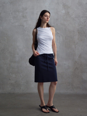 Asymmetrical Pleated Tank Top