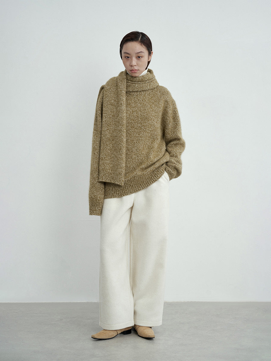Soft Wool-Blend Wide-Leg Trousers