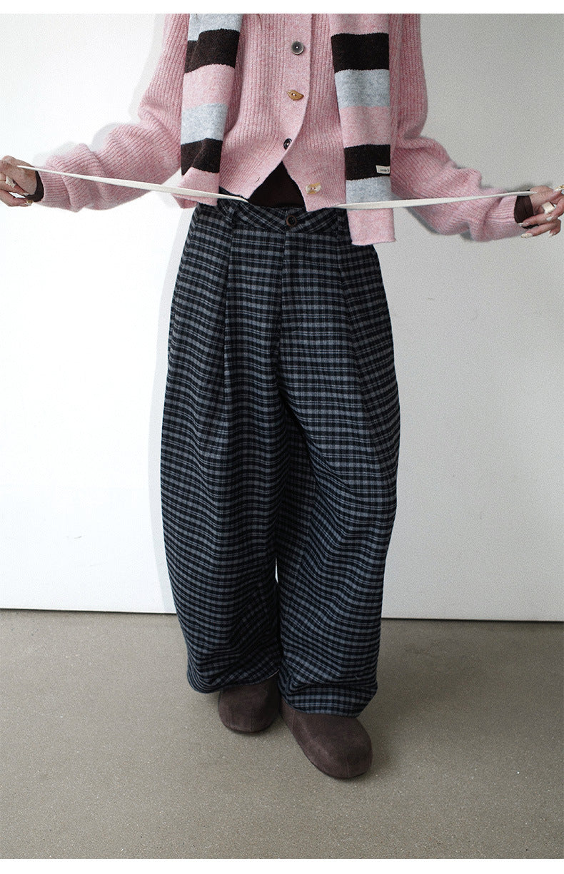 Baggy Plaid Casual Wide-Leg Pants
