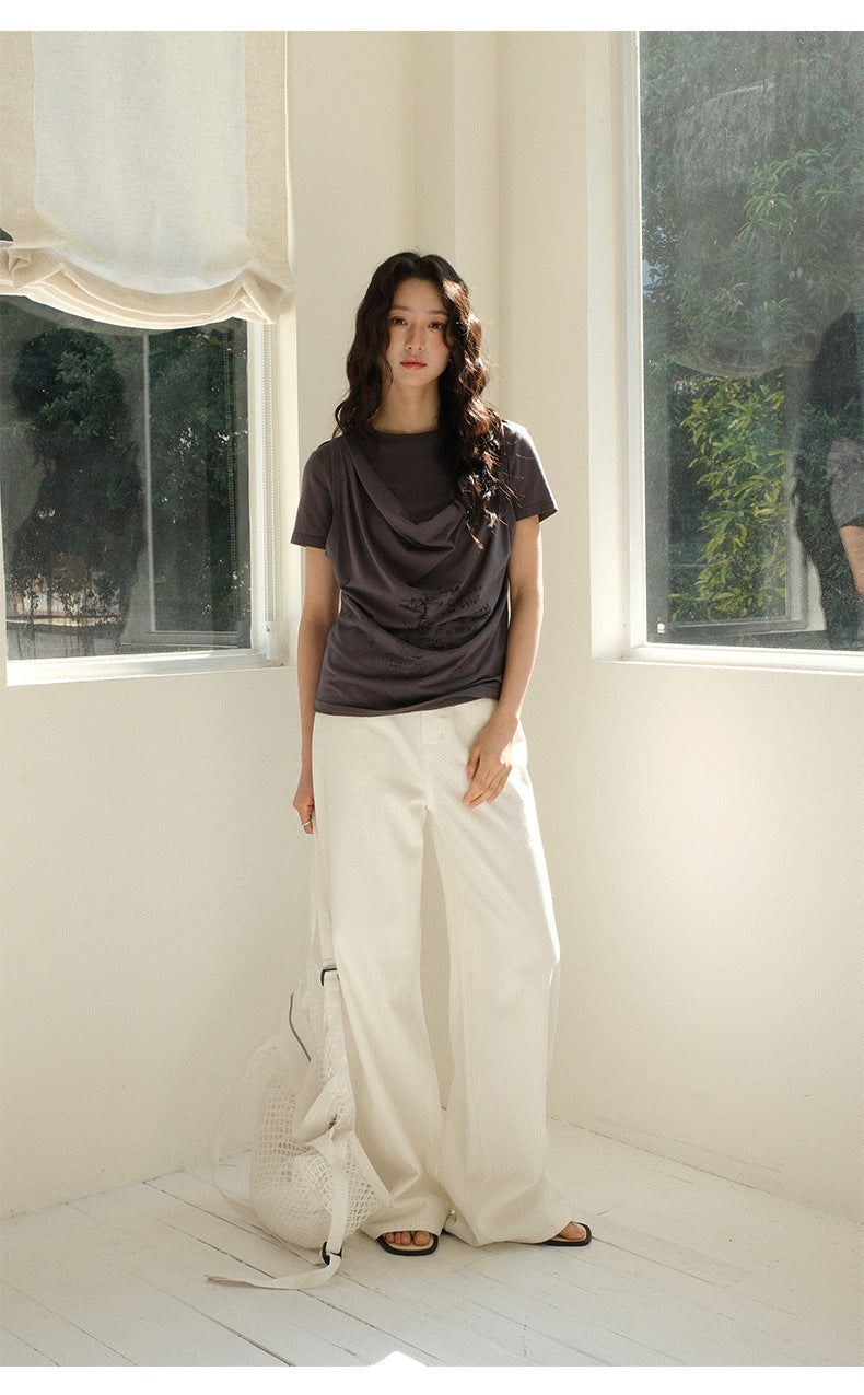 Solid Color Straight-Leg Jeans