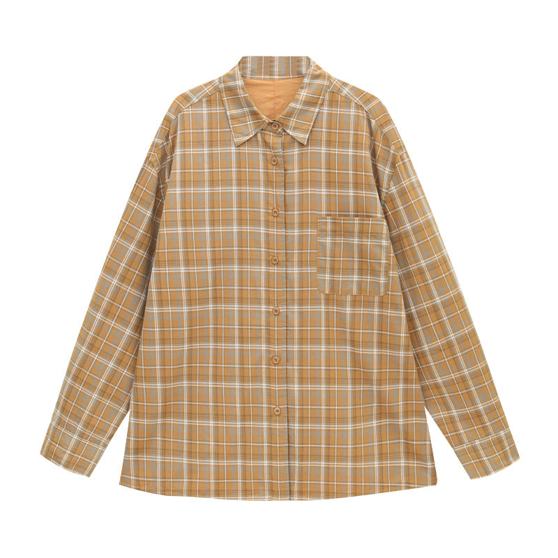 Relaxed Plaid Button-Up Long Sleeve Shirt