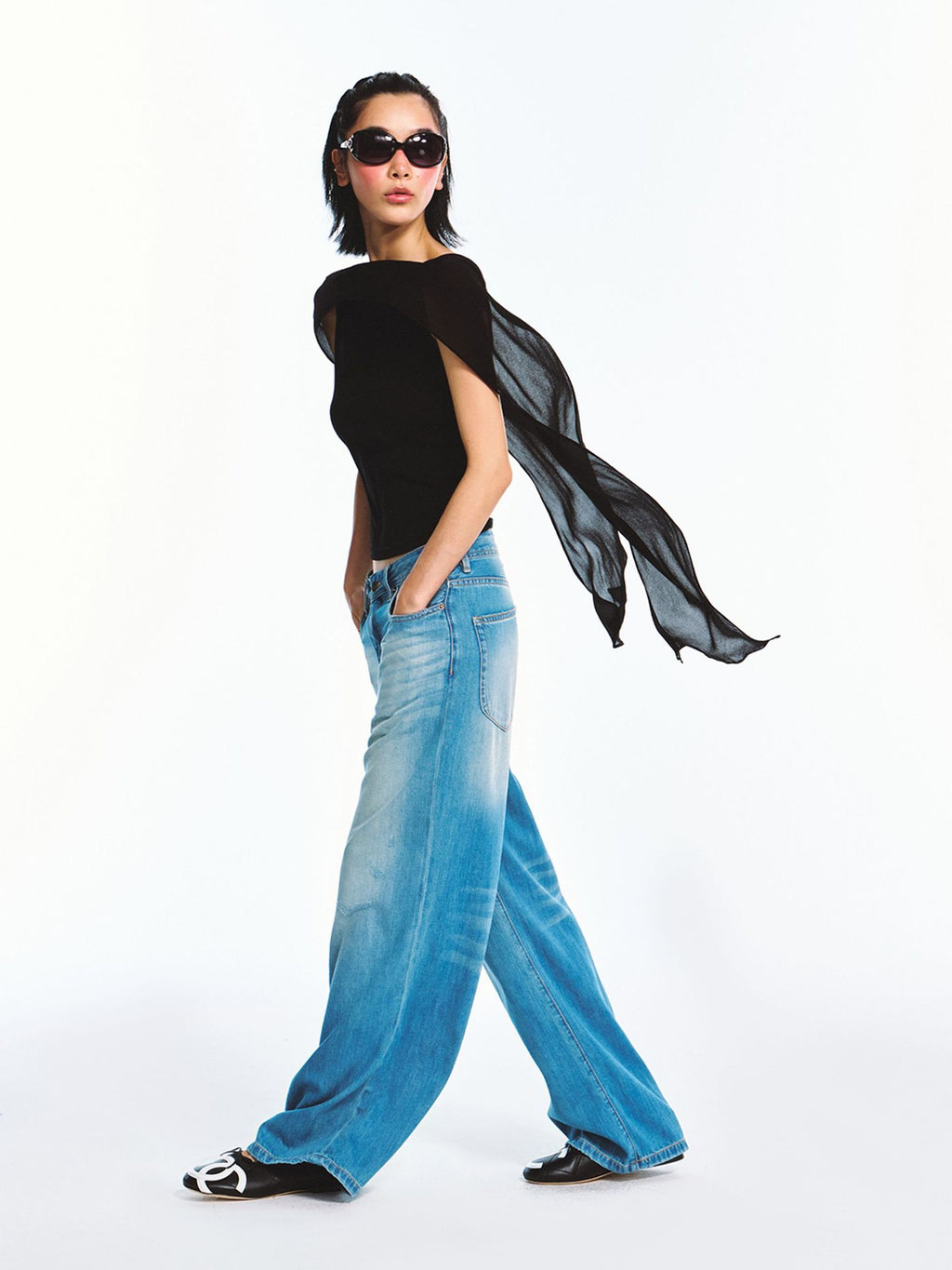 Sheer Shawl Off-Shoulder Off-Shoulder Stylish Top