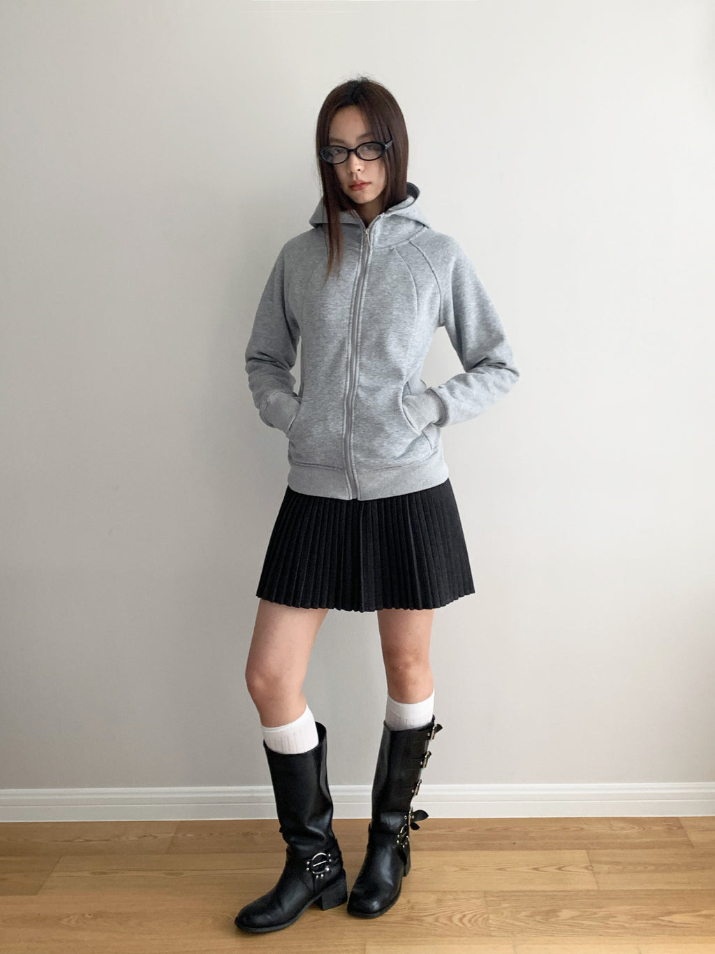 Woolen Thick Pleated Versatile A-line Mini Skirt