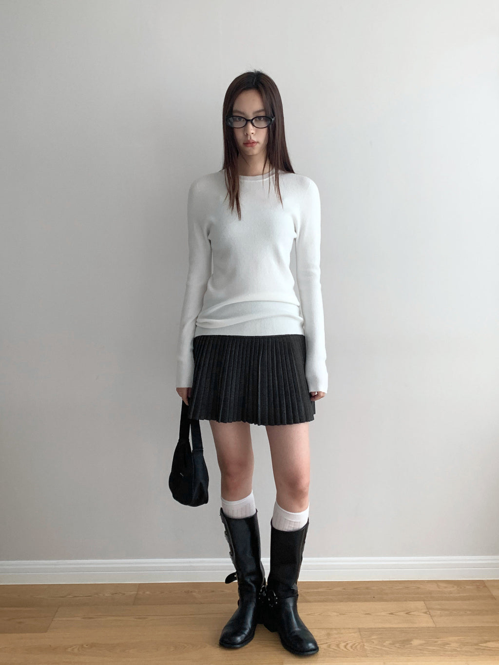 Woolen Thick Pleated Versatile A-line Mini Skirt