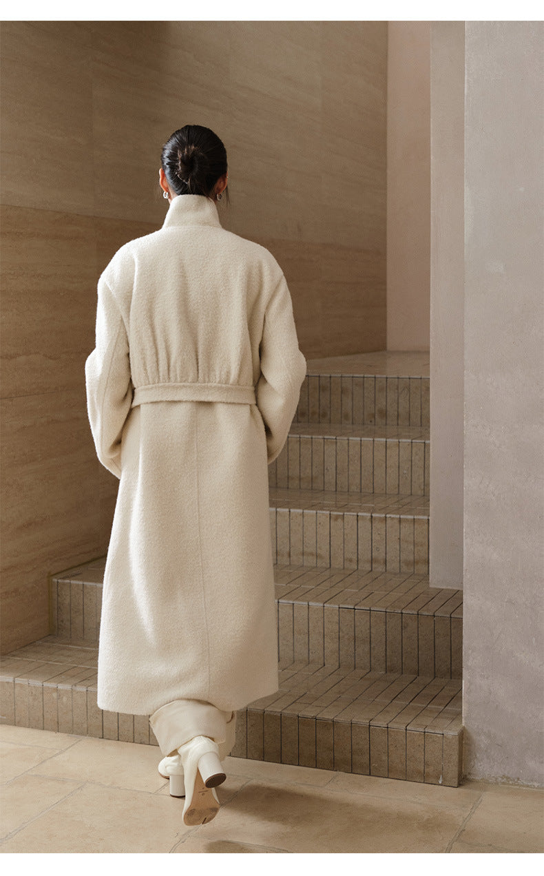 Double-Breasted Long Belt Double-Sided Alpaca Wool Cashmere Coat