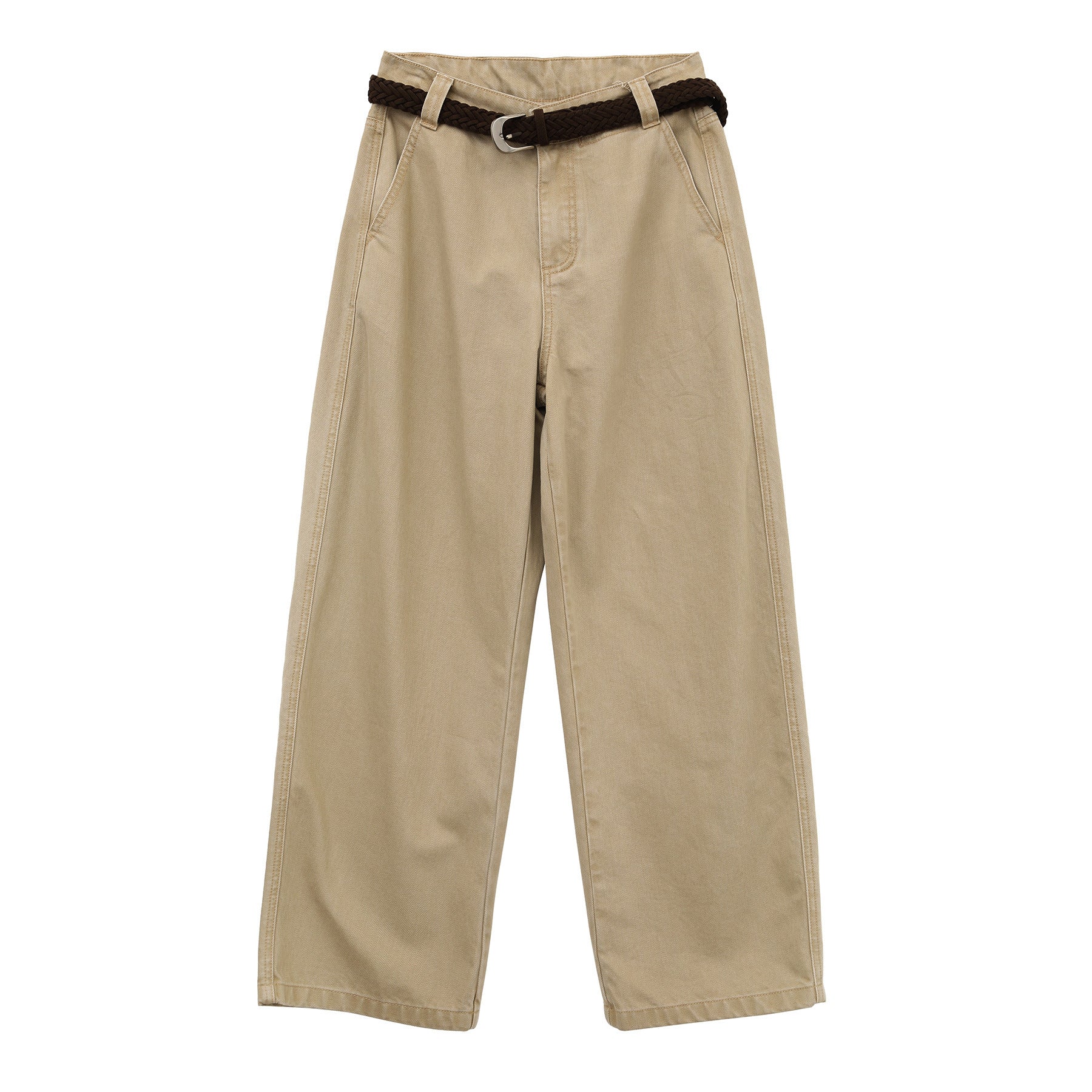 High-Waist Straight-Leg Jeans with Belt