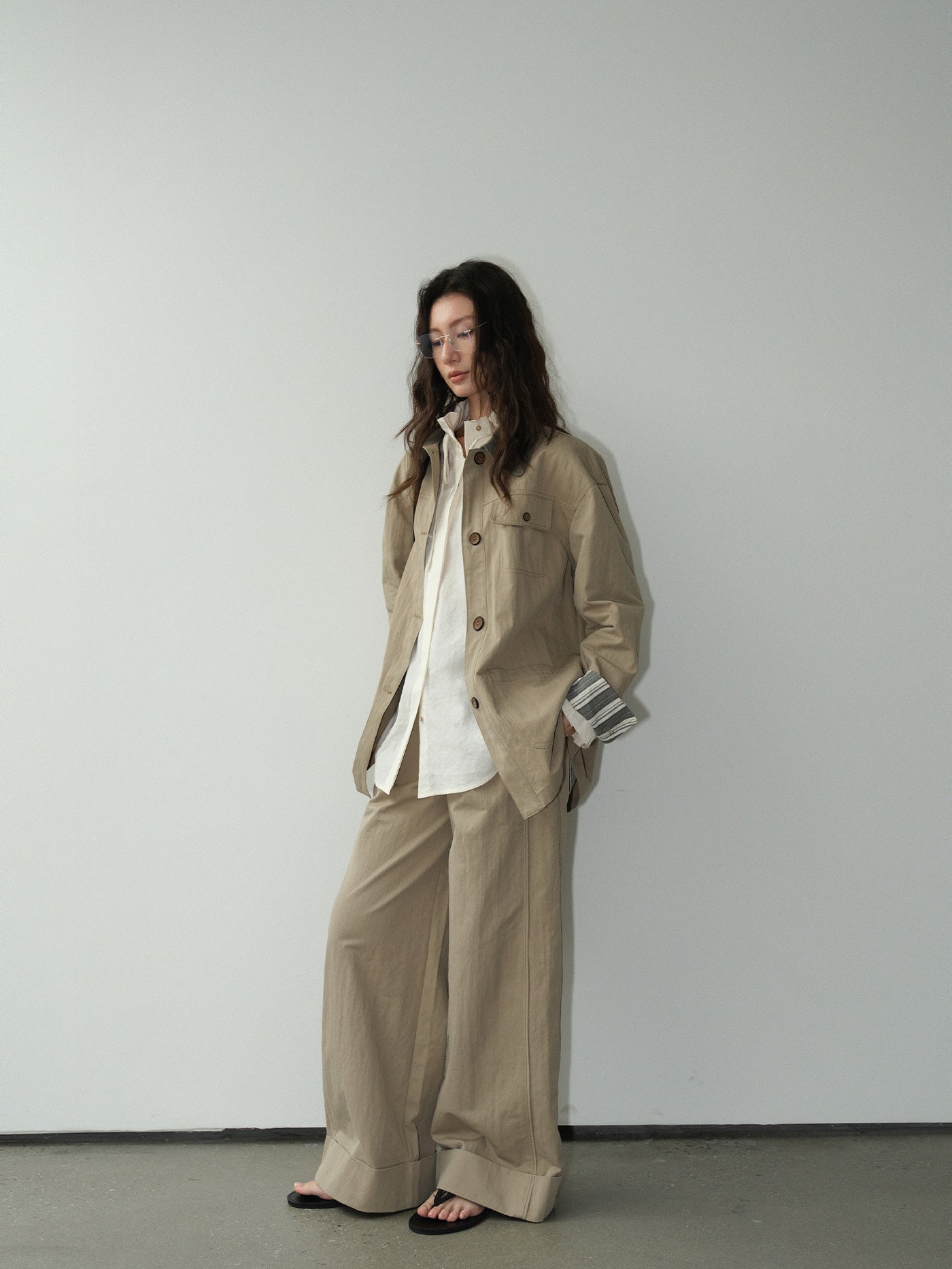 Long Rolled-Edge Straight-Leg Women's Pants