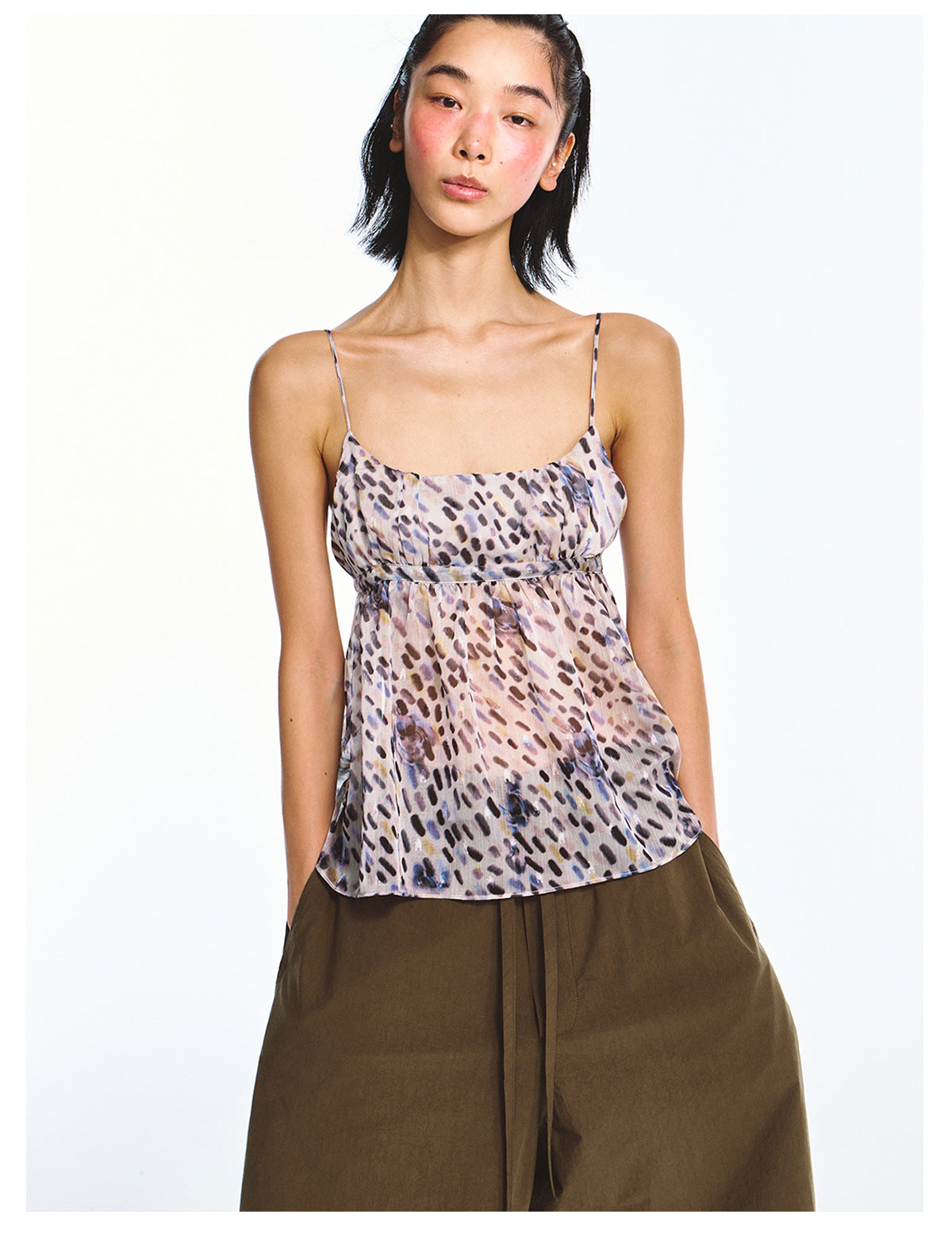 Leopard Print Polka Dot Street Style Camisole Top