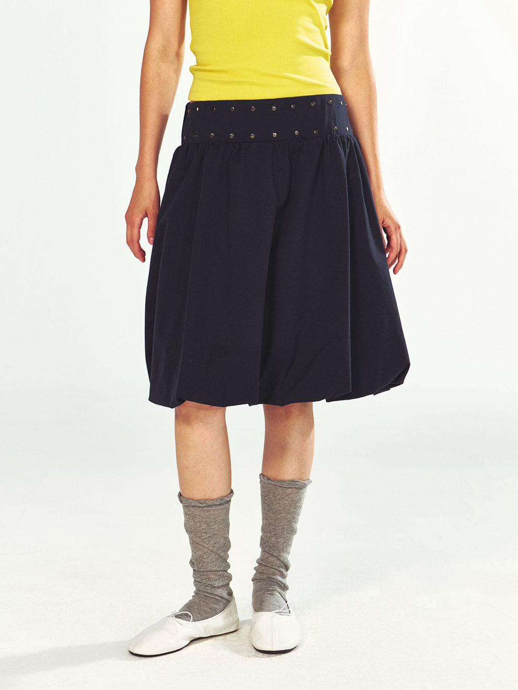 Versatile Studded Flower Bud Midi Skirt