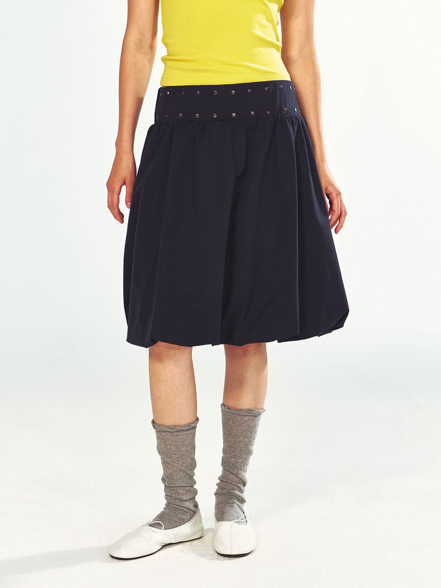 Versatile Studded Flower Bud Midi Skirt