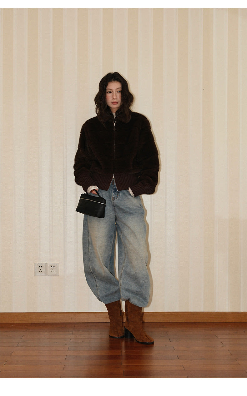 Plush Knitted Patchwork Jacket