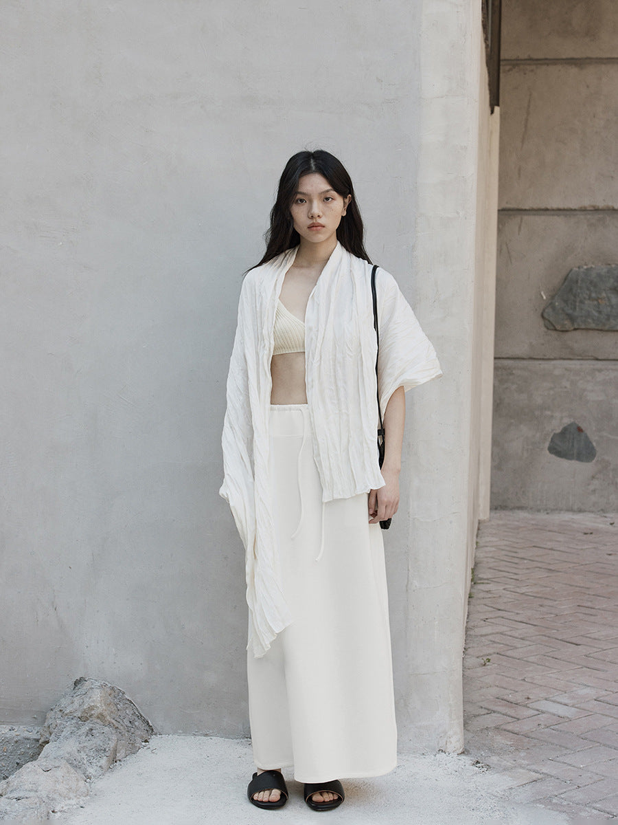 Soft Scuba-Knit A-Line Maxi Skirt