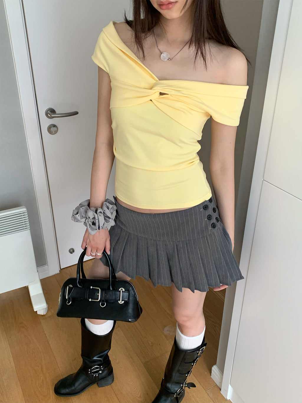 Twist Front Off-Shoulder Top