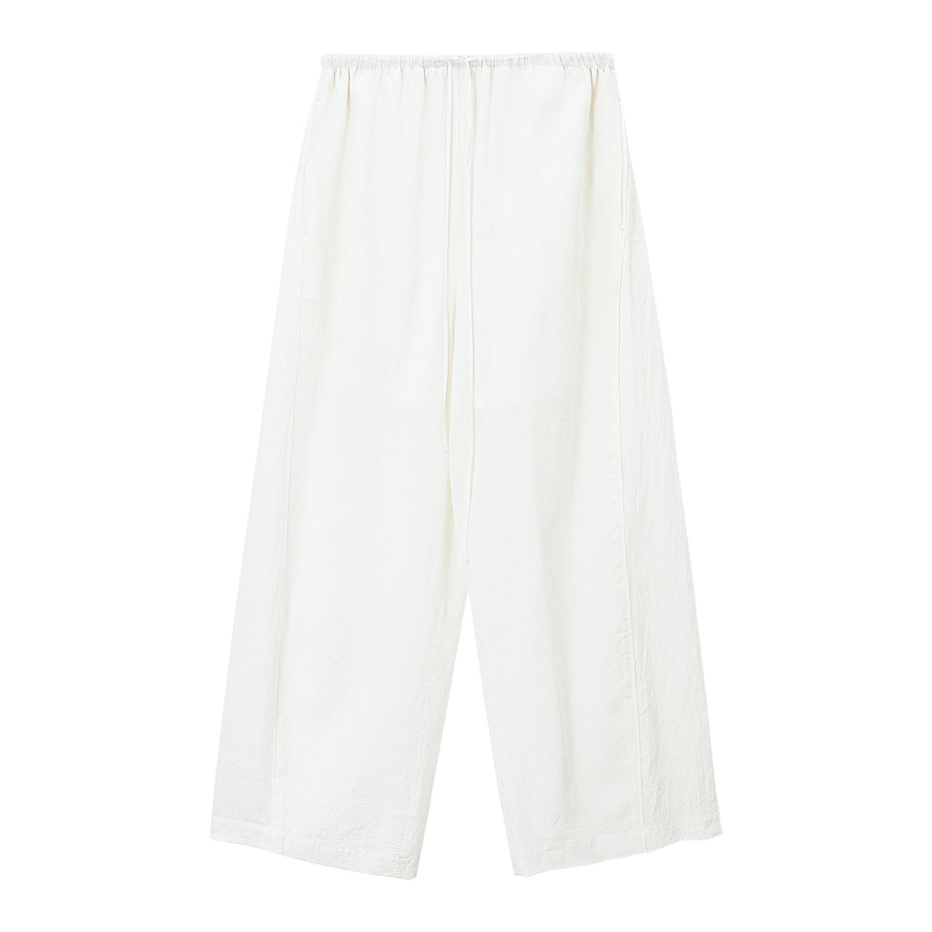 Tencel Elastic Waist Wide Leg Pants