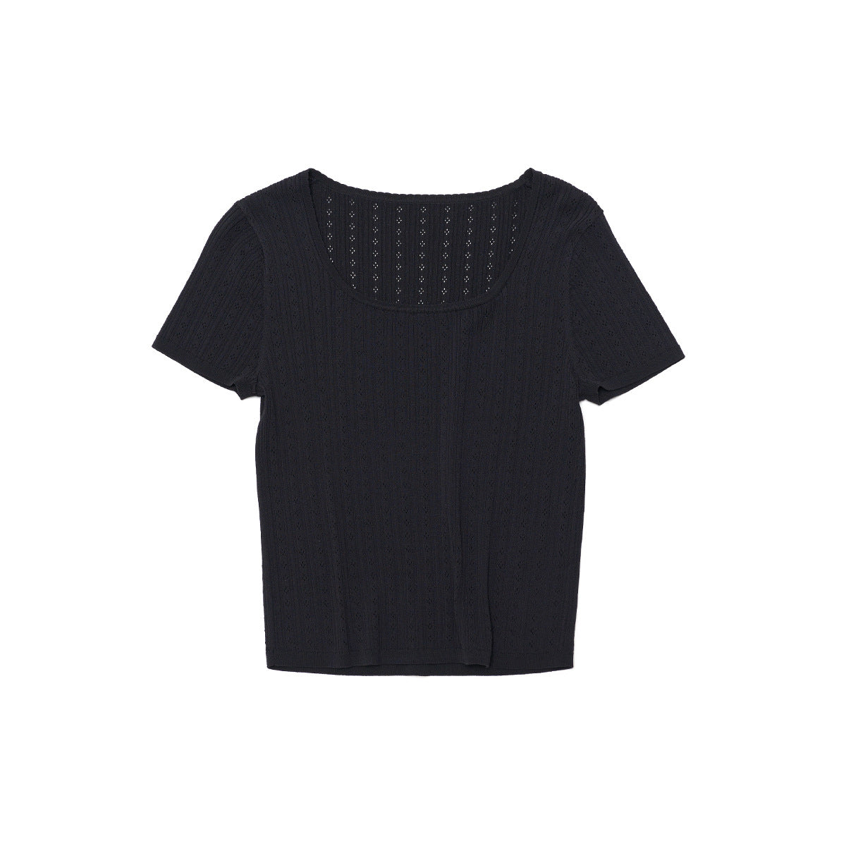 Delicate Mesh Lace Square Neck Slim Fit Knit Top
