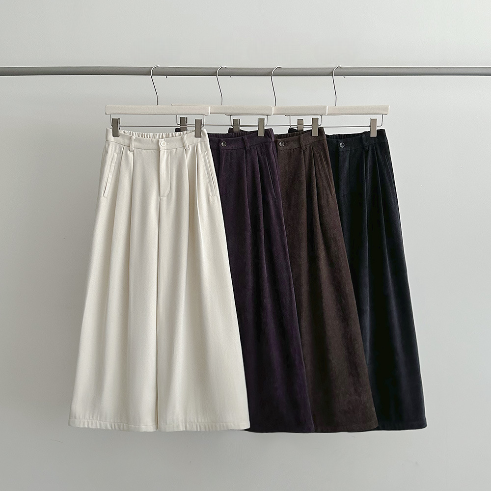 High-Waist Casual Pleated Wide-Leg Pants