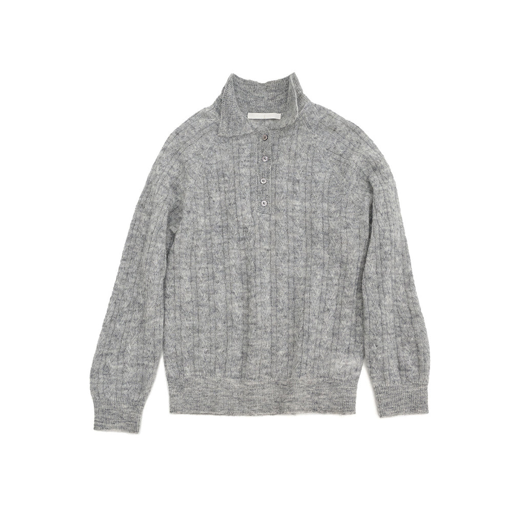 Casual Polo Collar Long Sleeve Wool Sweater