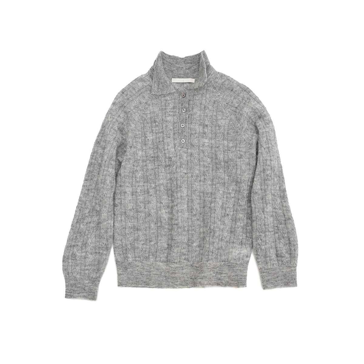 Casual Polo Collar Long Sleeve Wool Sweater