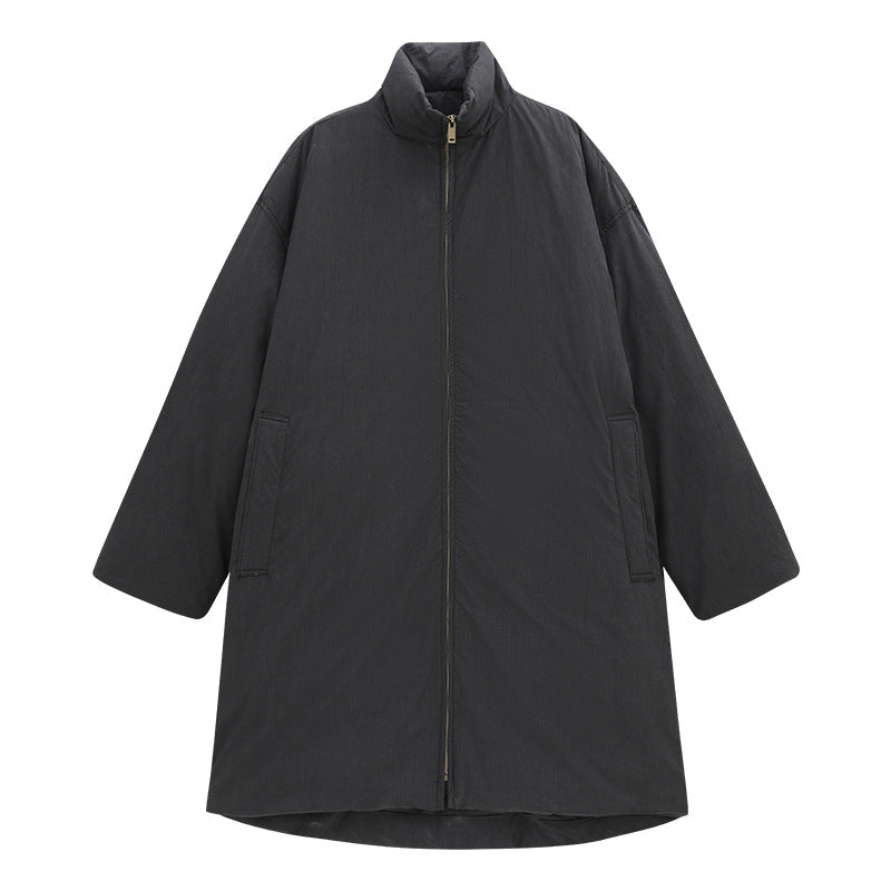 White Duck Down Warm-Locking Mid-Length Down Coat