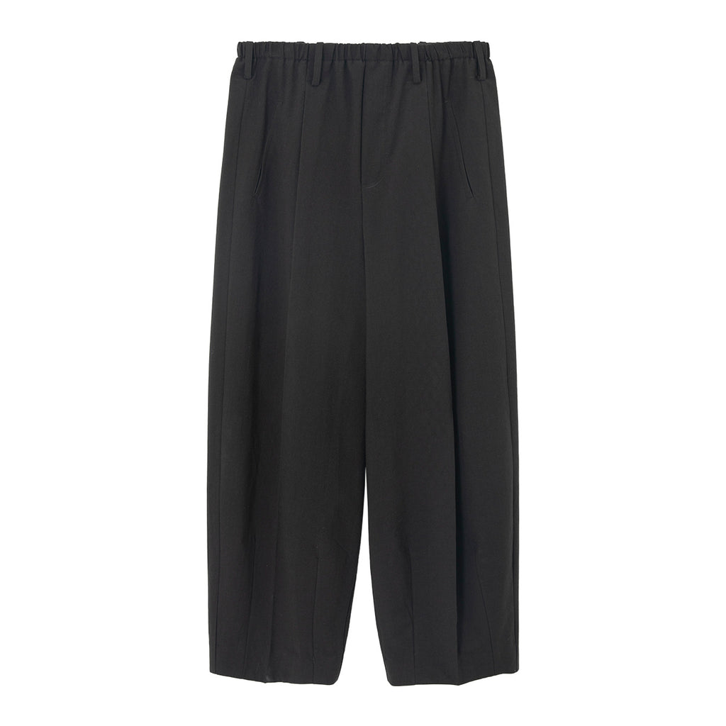 Wool Cotton Elastic Waist Straight Leg Baggy Pants