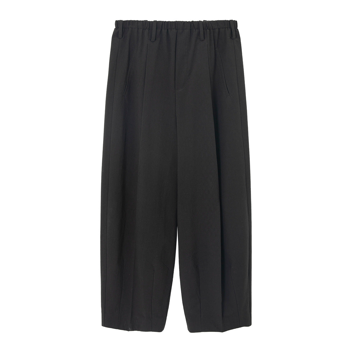 Wool Cotton Elastic Waist Straight Leg Baggy Pants