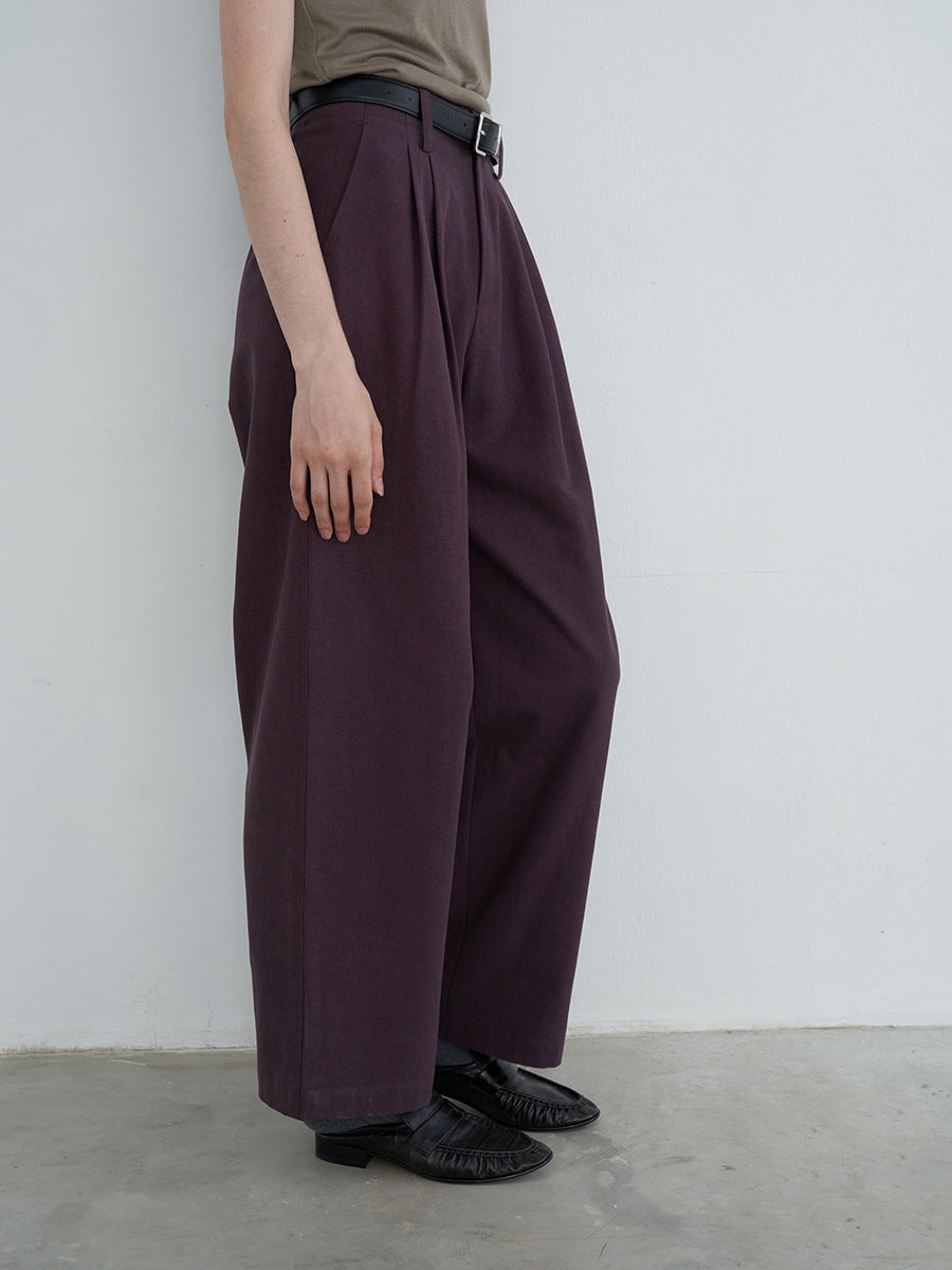 High-Waist Straight-Leg Dress Pants with Belt
