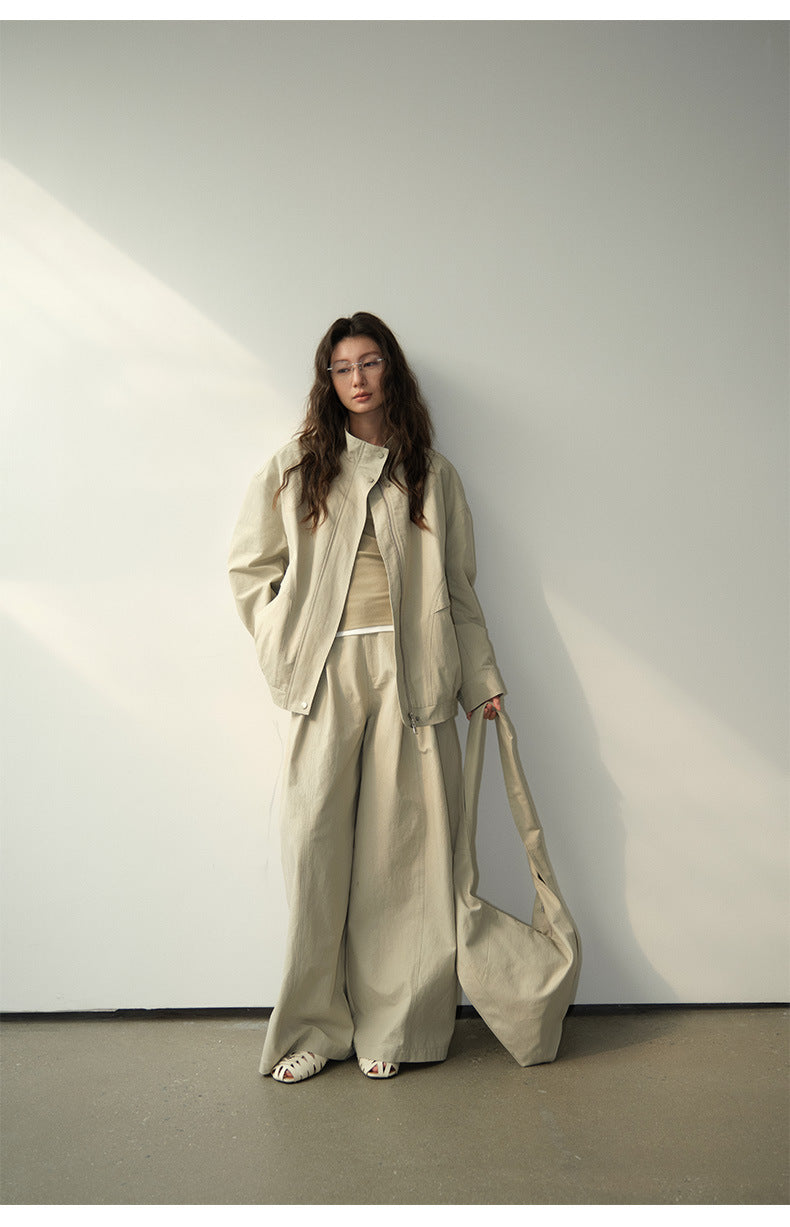 Pleated Casual Wide-leg Pants