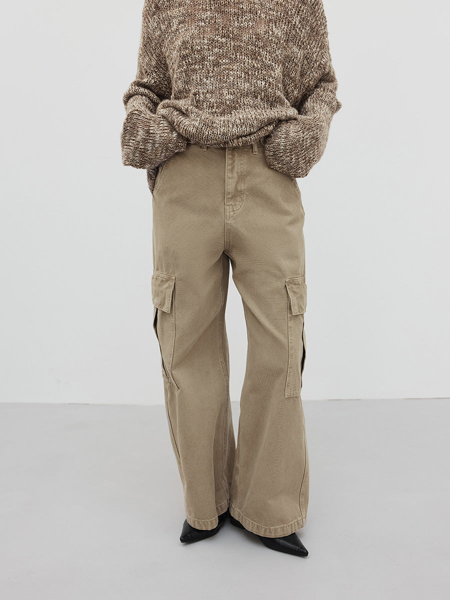 Distressed Wide Leg Cargo Work Pants