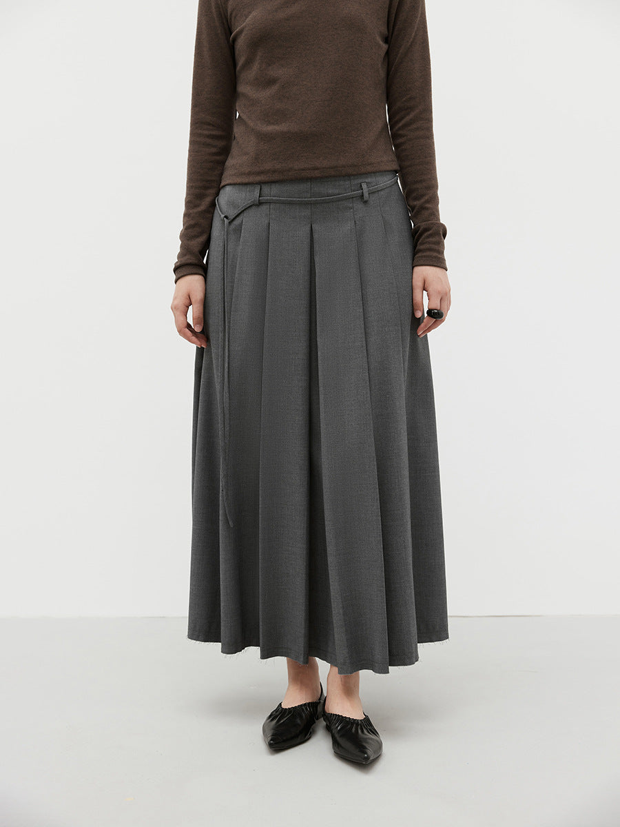 A-Line Pleated Maxi Skirt