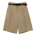 High-Waist Pleated Straight-Leg Blazer Shorts with Belt