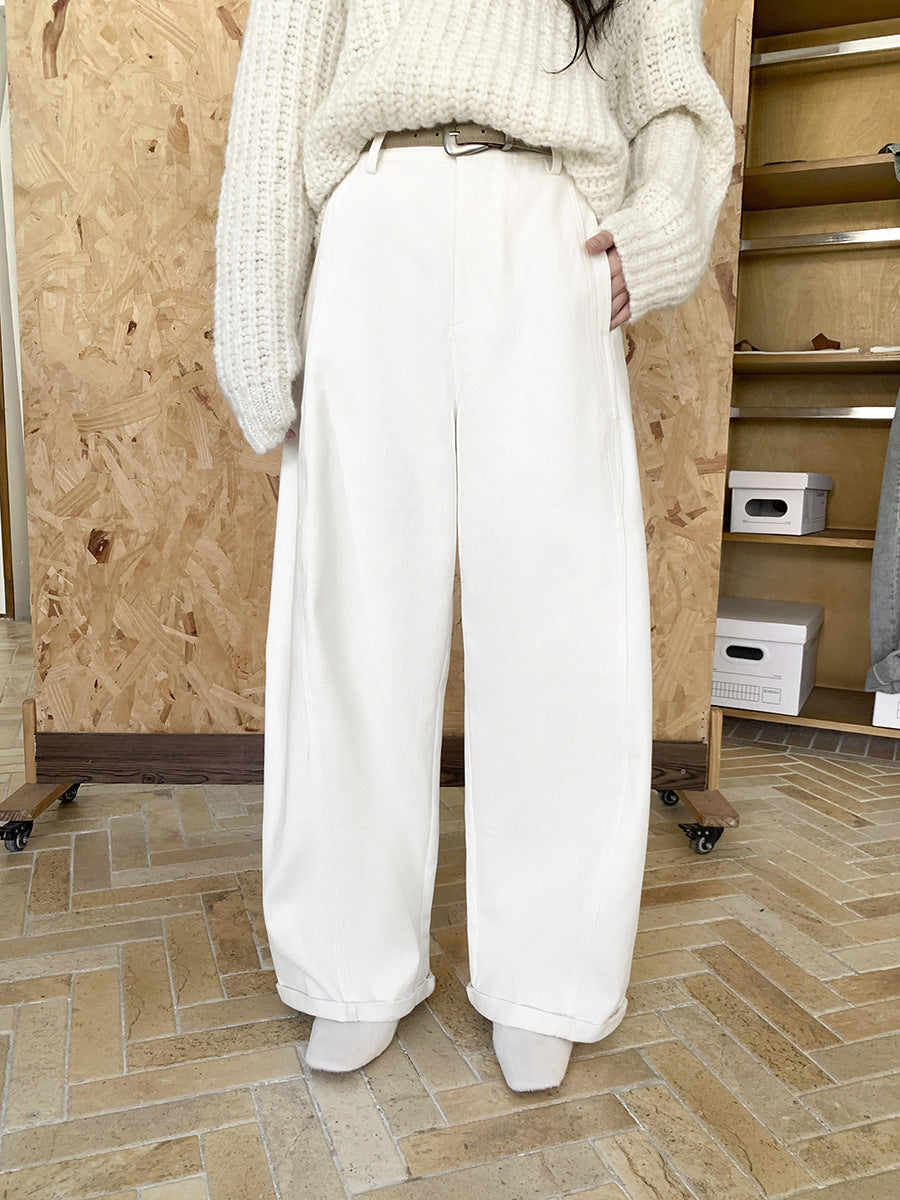 Elegant Combed Cotton Versatile Straight-Leg Pants