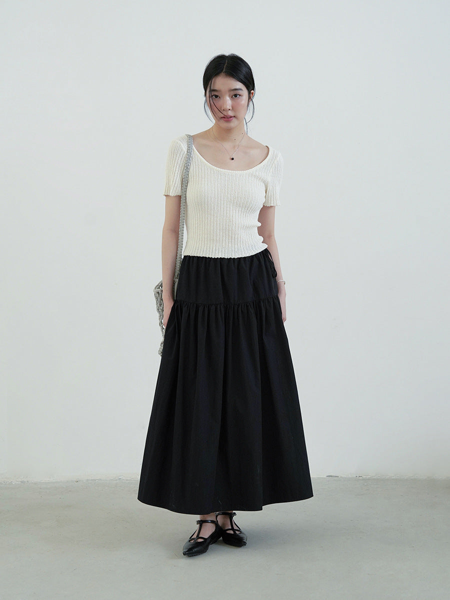 Pleated Simple Style Maxi Skirt