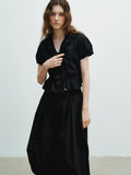 Ruffle V-Neck Short Cardigan Tie Top