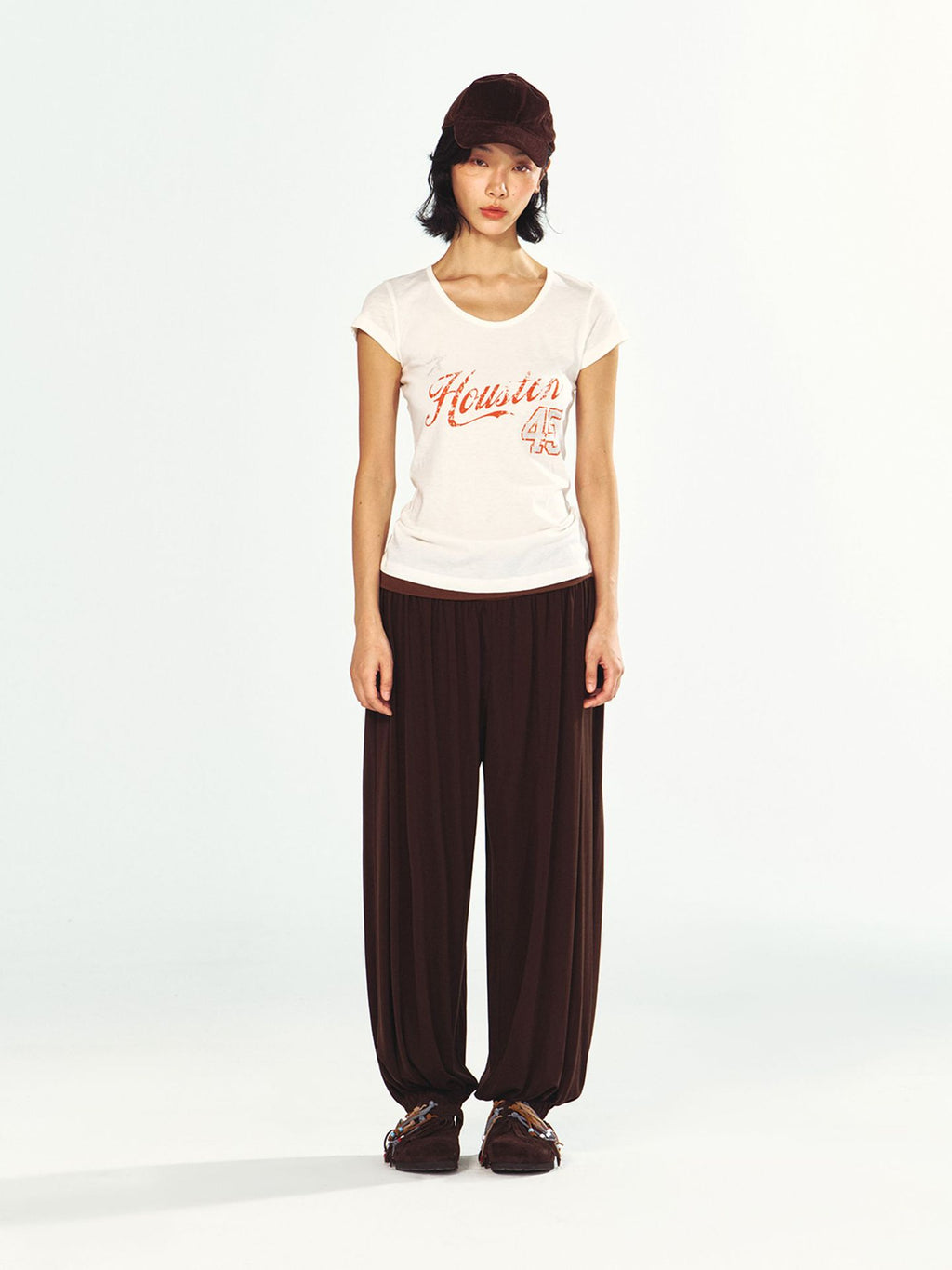 Wide Waist Folded Elastic Knit Casual Lantern Pants