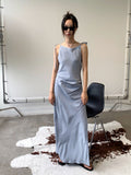 Tie Shoulder Scoop Neck Slip Maxi Dress
